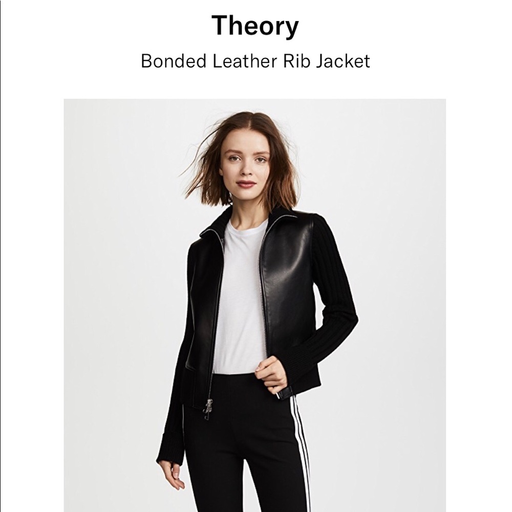 COPY - Theory Black Bonded Leather & Ribbed Jacket